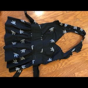 Anthropologie halter peplum top with sparrows